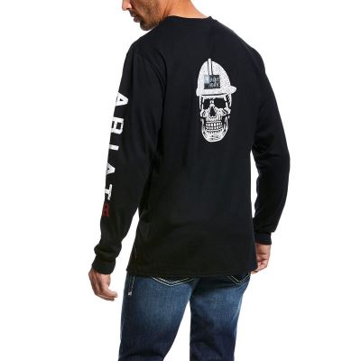 Ariat FR Roughneck Skull Logo - T Shirts Zwart Heren - 37629-420